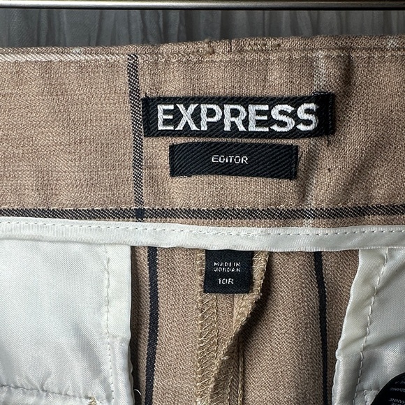 LOW RISE // Express Tan Plaid Women's Trousers - Picture 2 of 3